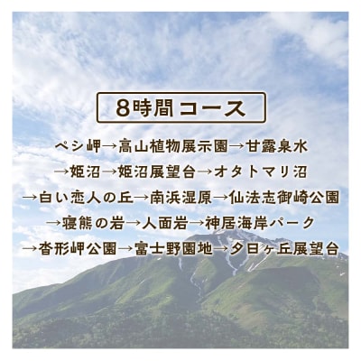 利尻島周遊♪貸切観光タクシー8時間フリー利用券(ジャンボタクシー9名様まで)