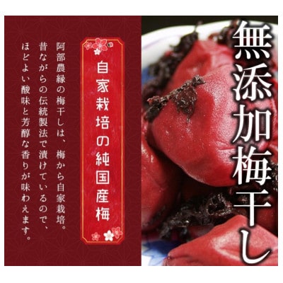 阿部農縁【昔ながらの天日干し】農家のばあちゃん特製の手作り無添加梅干し　150g×5パックセット