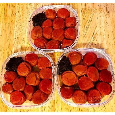 阿部農縁　農家の無添加手作り梅干し　特選大梅250g×3パック　昔ながらの天日干し