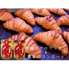 丸十製パン×阿部農縁　素材にこだわった手作りクロワッサン10個&農家のコンポート2種(桃2種) | ふるさと納税のお礼品