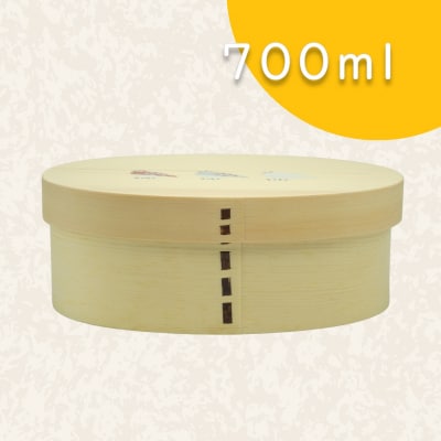 「らいちょう」漆絵入り 大判型曲げわっぱ弁当箱