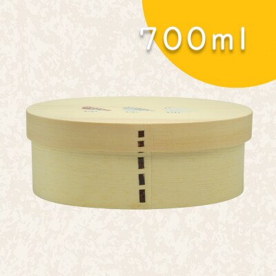 「らいちょう」漆絵入り 大判型曲げわっぱ弁当箱