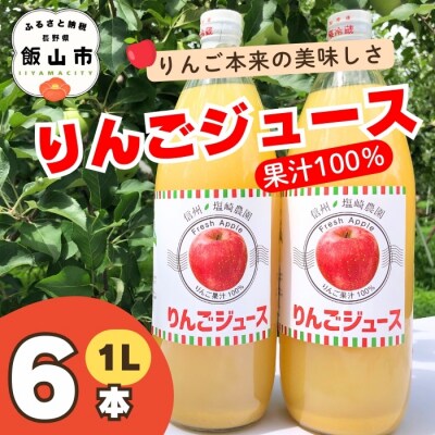 北信州産100%りんごジュース 1L×6本
