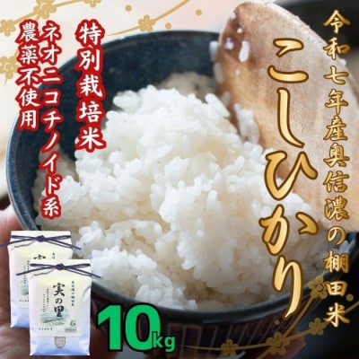 【令和7年産】特別栽培米 『奥信濃の棚田米 実の里』こしひかり 精米 10㎏(5kg×2袋)