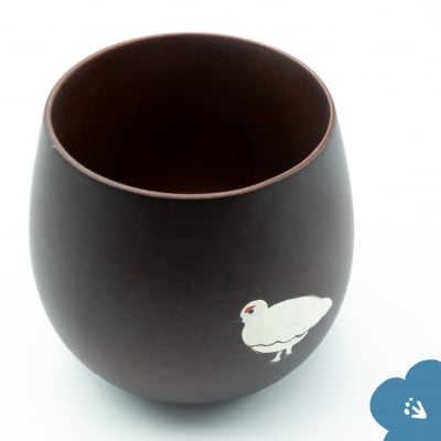 【黒】漆絵入り 木製エッグカップ
