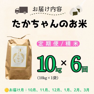 【新米予約】《定期便》10kg×6回 たかちゃんのお米 サイクルファーム
