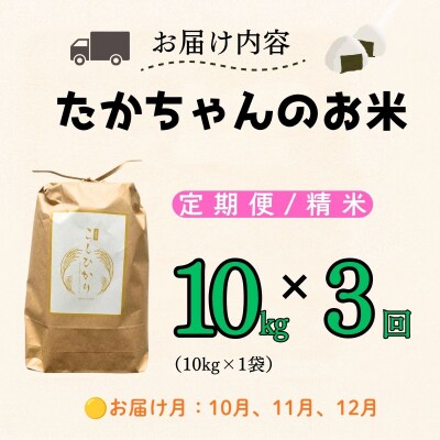 【新米予約】《定期便》10kg×3回 たかちゃんのお米 サイクルファーム 