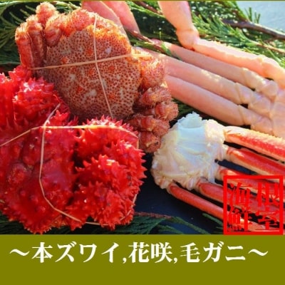 ＜12/21まで年内配送＞本ズワイガニ・花咲ガニ・毛ガニの三種のカニセット B-57008