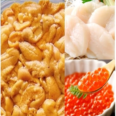 ＜12/10まで年内配送＞エゾバフンウニ塩水、いくら、ホタテ[11月上旬以降発送]  E-53003