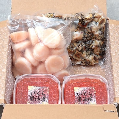 ＜12/17まで年内配送＞海鮮3種セット(いくら・ほたて・灯台つぶ) C-24002