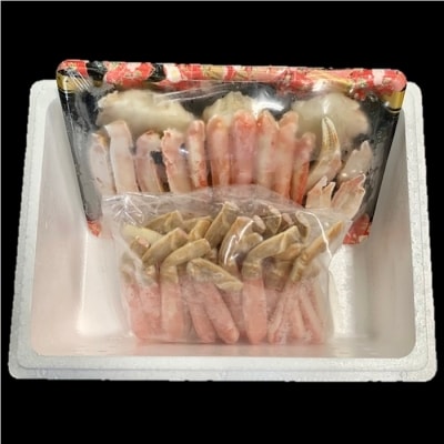 ＜12/21まで年内配送＞カット済みボイルずわいがにと生冷ずわいがに棒肉ポーション F-01011
