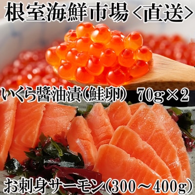 ＜12/10まで年内配送＞いくら醤油漬け70g×2P・トラウトサーモン(背)1本 A-11209