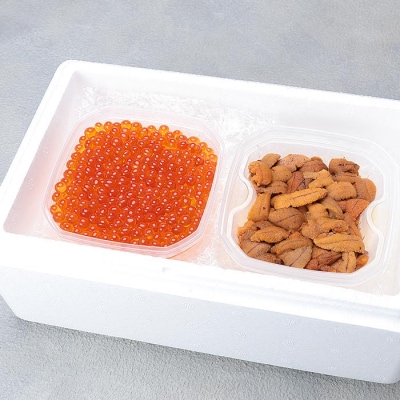 ＜12/17まで年内配送＞蒸しウニ(赤系)80g、鮭イクラ160gセット A-24014