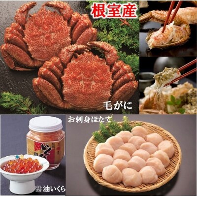 ＜12/21まで年内配送＞★ボイル毛がに、醤油いくら、ほたてセット C-01006