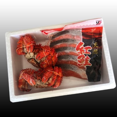 ＜12/21まで年内配送＞花咲かに2尾・甘塩紅鮭5切×1Pセット A-30026