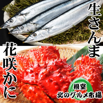 ＜12/21まで年内配送＞★花咲かに2尾・冷凍さんま5尾 A-76002