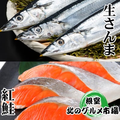 ＜12/21まで年内配送＞甘塩紅鮭5切×2P・冷凍生さんま5尾×2P A-76008