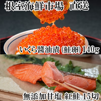 ＜12/10まで年内配送＞無添加天然甘塩紅鮭5切×3P、いくら(鮭卵)70g×2P A-28192