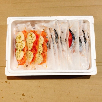 ＜12/14まで年内配送＞サーモンカプレーゼ3～5P&塩銀鮭切身1切×25P C-09047