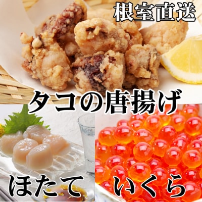＜12/21まで年内配送＞たこ唐揚げ250g、ほたて500g、いくら100g B-36046