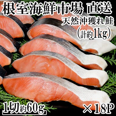＜12/10まで年内配送＞甘汐天然沖獲れ鮭1切×18P(約1kg) A-14145