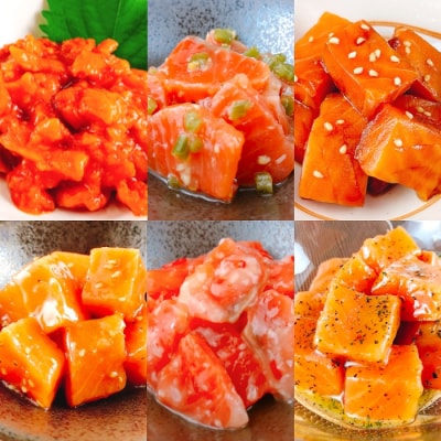 <12/14まで年内配送>おつまみ刺身サーモン6種セット(6種計12個) B-09119