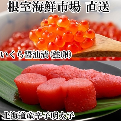 <12/10まで年内配送>いくら醤油漬け(鮭卵)70g×1P、辛子明太子300g G-11063