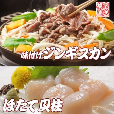 <12/21まで年内配送>ほたて500g、味付けジンギスカン800g×1Pセット C-36060