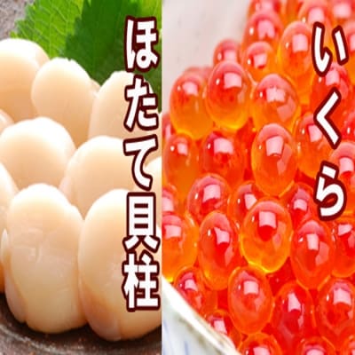 ＜12/21まで年内配送＞いくら醤油漬け100g×4P、ほたて貝柱500g×2P D-36034