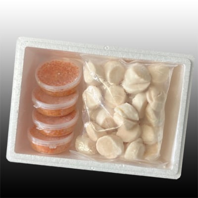 ＜12/21まで年内配送＞いくら醤油漬け100g×4P、ほたて貝柱500g×2P D-36034