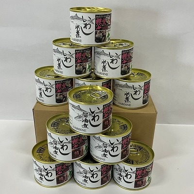 ＜12/21まで年内配送＞★いわし水煮・醤油煮190g計12缶 B-78023