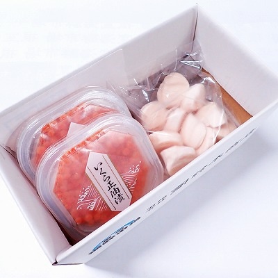 ＜12/10まで年内配送＞刺身用ほたて200g・いくら醤油漬け(鮭卵)70g×2P A-28212