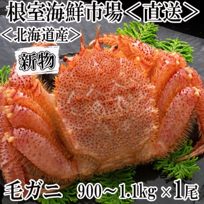 ＜12/10まで年内配送＞ボイル毛がに900g～1.1kg×1尾 F-14029