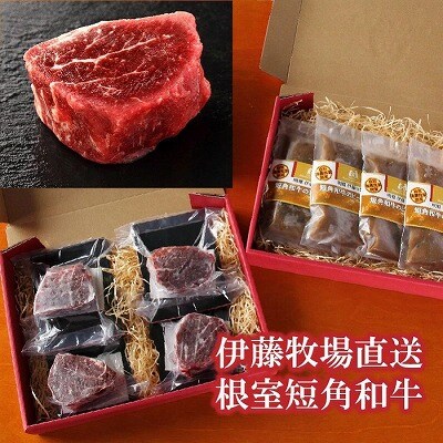 ＜12/17まで年内配送＞★短角和牛ヒレステーキ150g×4P、ビーフカレー4P D-13001