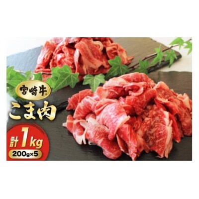 牛肉 宮崎牛 小間切れ 200g 5p 計1kg マルミヤストア 宮崎県 [31ag0108]