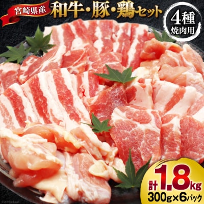 肉 セット 宮崎県産牛 豚 鶏 バーべキューセット 計1.8kg 甲斐精肉店 [31as0120]