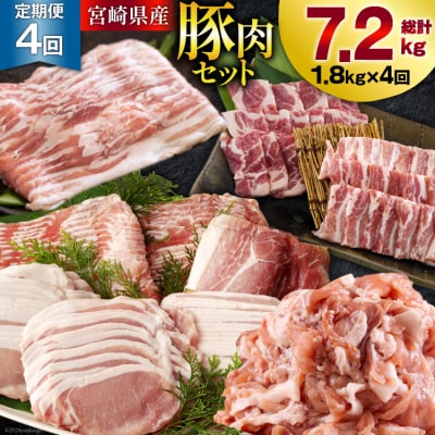 4回 定期便 宮崎県産 豚肉 こま 焼肉 肩ロース バラスライス しゃぶしゃぶ [31as0124]