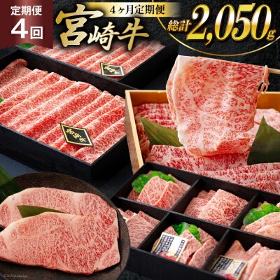 4回 定期便 宮崎牛 オオモモ スライス 希少部位 焼肉 サーロイン ステーキ [31aw0010]