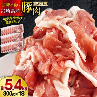 豚肉 こま切れ 宮崎県産 豚こま切れ 300g ×18p 計 5.4kg [31as0111]