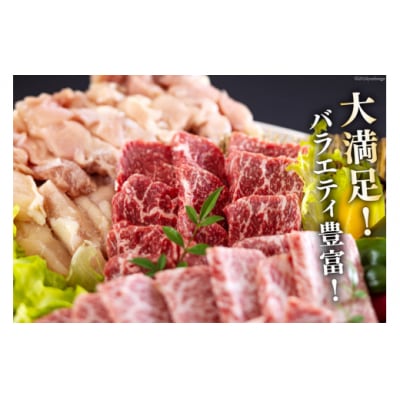 焼肉セット 詰め合わせ 宮崎県産 黒毛和牛 モモ カルビ 豚バラ 若鶏モモ [31ba0028]