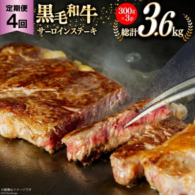 4回 定期便 宮崎県産 黒毛和牛 サーロイン ステーキ 300g ×3×4ヶ月 [31ba0033]