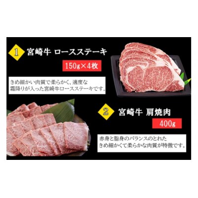 6回 定期便 宮崎牛 ロースステーキ 肩焼肉 ワンポンドステーキ もも バラ [31bd0024]