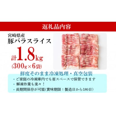 豚肉 小分け 豚バラ スライス 薄切り 300g×6袋 計1.8kg [31as0094]