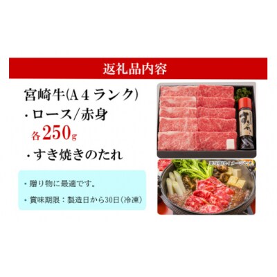 宮崎牛 A4 ロース 赤身 スライス セット 各250g 計500g [31bg0009]