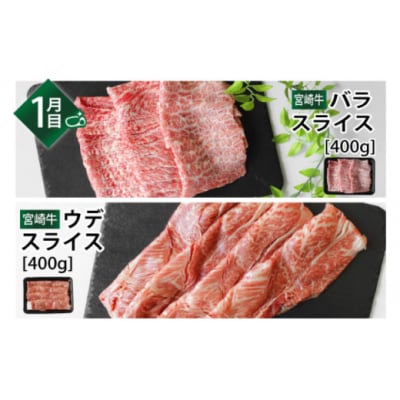 3回 定期便 宮崎牛 しゃぶしゃぶ すきやき 食べ比べ 3ヶ月コース [31ag0136]