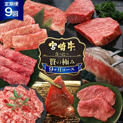 9回 定期便 宮崎牛 食べ比べ 贅の極み 9ヶ月 コース 合計 5.48kg [31ag0134]