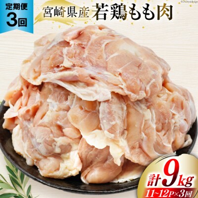 定期便 肉 鶏肉 3回定期便 若鶏もも身11～12パック 計3kg [31aj0059]