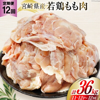 定期便 肉 鶏肉 12回定期便 若鶏もも身11～12パック 計3kg [31aj0061]