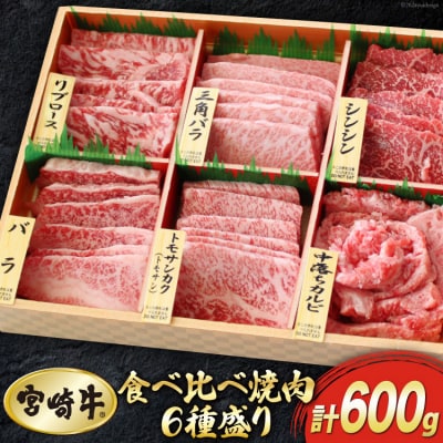 【宮崎牛】 特選 食べ比べ 焼肉 6種盛り 600g マルミヤストア 宮崎県 [31ag0128]