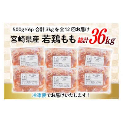 鶏肉 12回 定期便 もも肉 若鶏もも肉 切身 500g ×6p 総計 [31ai0027]